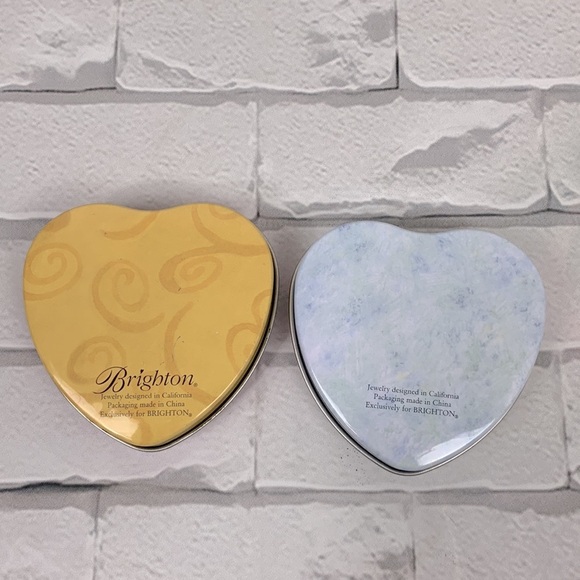 Brighton Heart shaped Jewelry Tins Lids Set of two - Picture 2 of 9